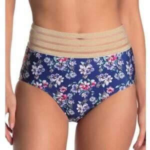 Nicole Miller High Waist Floral Bikini Bottom